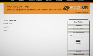 A screenshot showing an internal customer portal.